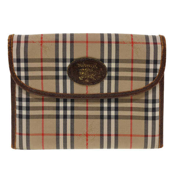 Burberrys Nova Check Pouch Nylon Beige Auth 40209 - Picture 2 of 16